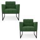 Ver imagem 1 de Kit 2 Poltronas Elisa Suede Base Metálica Industrial Preto - D'Rossi Verde