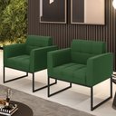 Ver imagem 2 de Kit 2 Poltronas Elisa Suede Base Metálica Industrial Preto - D'Rossi Verde