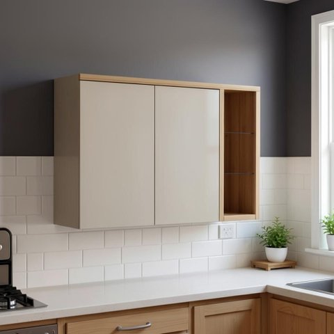 Armário Aéreo Duplo 2 Portas 120cm com Nicho Decorativo