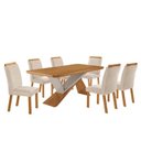 Ver imagem 2 de Conjunto Mesa de Jantar com 6 Cadeiras 180cm MDF Marrom Off White