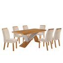 Ver imagem 2 de Conjunto Sala de Jantar Mesa Texas Tampo 180cm Canto Copo MDF e 6 Cad Athenas Marrom Creme/Naturalle/Off White Marromle