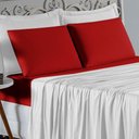 Ver imagem 3 de Jogo de Cama Casal Viúva Nobre 4 Peças Malha 100% Algodão - Branco / Vermelho