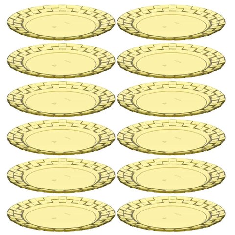 Conjunto 12 Pratos Médios Amarelo Crippa Bandeja para Servir Mesa Posta Porções Aperitivos