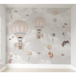 Papel de parede balão elefantinha infantil safári animal M² PP123 - 1