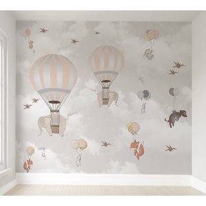 Papel de parede balão elefantinha infantil safári animal M² PP123