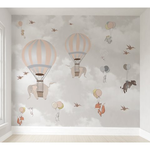 Papel de parede balão elefantinha infantil safári animal M² PP123