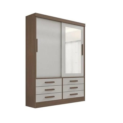 Guarda Roupa Meridian 2 Portas Castanho/Off - D Doro Móveis