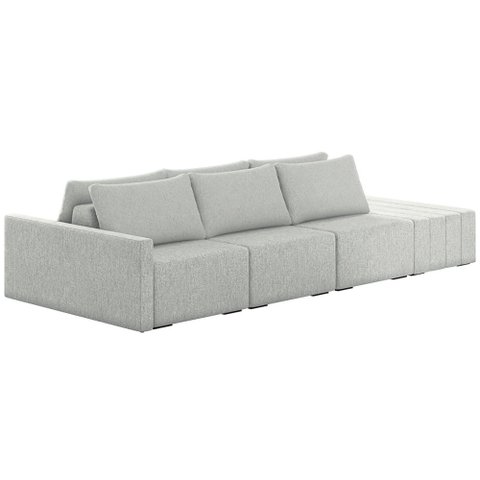 Sofá Ilha Modulado Milos 342cm Puff Lateral Linho Cinza Claro G33 - Gran Belo