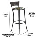 Ver imagem 2 de Kit Com 8 Banquetas Alta Forts Fibra Uv Bancada, área Goumert, Bar, Piscina, Balcão, Preto Floral