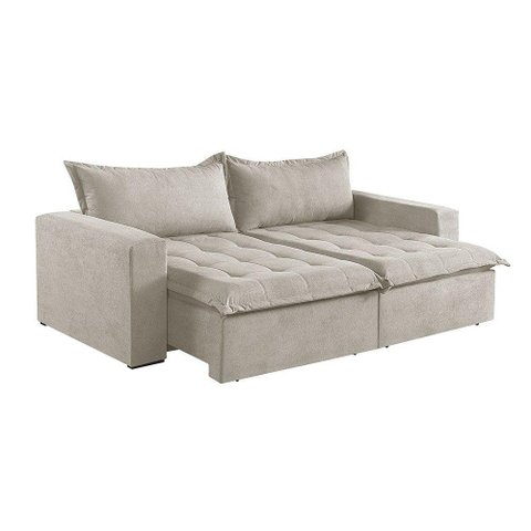 Sofá Cama 4 Lugares Retrátil Reclinável M-184 Veludo Martins Creme
