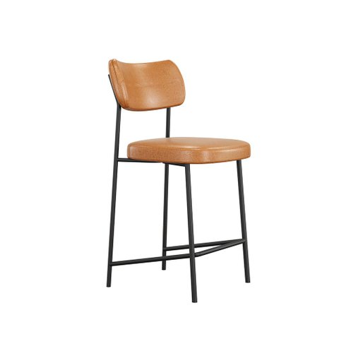 Banqueta Cozinha Média Encosto Industrial Kit 6 Nile Sintético PU a08 - D'Rossi