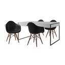 Ver imagem 2 de Mesa Jantar Industrial Filadélfia Branca 137x90cm Base Ferro Preto com 4 Poltronas Pretas Eames Eiff
