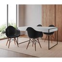 Ver imagem 1 de Mesa Jantar Industrial Filadélfia Branca 137x90cm Base Ferro Preto com 4 Poltronas Pretas Eames Eiff