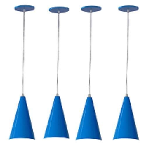 Kit 4 Luminária Pendente Cone de Alumínio Azul | MadeiraMadeira