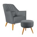 Ver imagem 1 de Poltrona Orion Bordada com Puff Solar Suede Cinza Aradecor