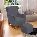 Ver imagem 2 de Poltrona de Amamentação com Balanço e Puff Mavie L02 Suede Cinza - Lyam Decor