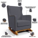 Ver imagem 5 de Poltrona de Amamentação com Balanço e Puff Mavie L02 Suede Cinza - Lyam Decor