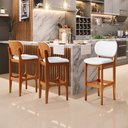 Ver imagem 2 de Kit 03 Banquetas Alta Para Cozinha Madeira Fixa Betta L02 Imbuia Facto Branco - Lyam Decor