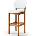 Ver imagem 3 de Kit 03 Banquetas Alta Para Cozinha Madeira Fixa Betta L02 Imbuia Facto Branco - Lyam Decor