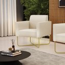 Ver imagem 1 de Poltrona Sala Decorativa Marisa Base X Industrial Dourada Sintético D03 - D’Rossi