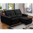 Ver imagem 1 de Sofa Retratil Reclinavel 2 Lugares 2,10m Atlantis Veludo Preto Lansofbr
