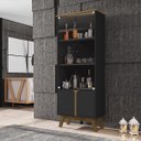 Ver imagem 1 de Cristaleira Madri Sala de Estar com Pés de Madeira Maciça