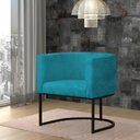 Ver imagem 2 de Kit 2 Poltronas Reforçada Decorativa Sala Gabriela Base Ferro Preta Suede Azul Tifany