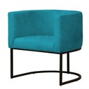 Ver imagem 3 de Kit 2 Poltronas Reforçada Decorativa Sala Gabriela Base Ferro Preta Suede Azul Tifany