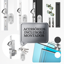 Ver imagem 2 de Porta Sacada de Aluminio Preto 2 Folhas Linha 25 com Fechadura 2,10x1,50