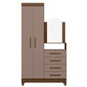 Ver imagem 3 de Cômoda New Capri 2 Portas e 4 Gavetas Nogueira/capuccino com Espelho - Móveis Albatroz