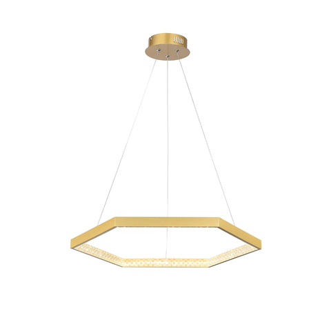 Pendente Hex Dourado e Transparente (d)60cm (a)3.5cm 1x30w 3000k 1780lm - Gd004