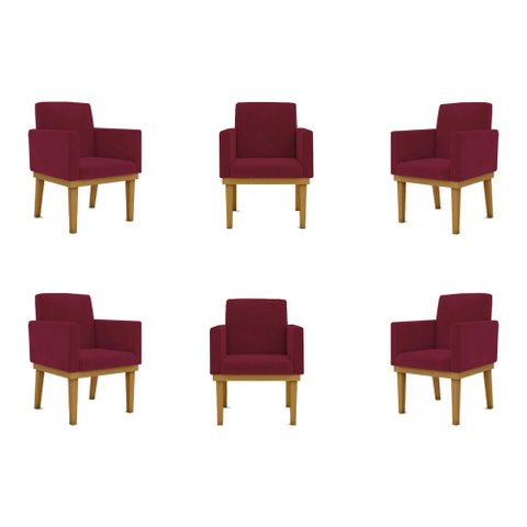 Kit 6 Poltronas Decorativa Reforçada Oferta - Balaqui Decor - Marsala