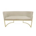 Ver imagem 2 de Kit Namoradeira + 1 Poltrona Decorativa Luana Suede Marfim Base Dourada Ms Decor