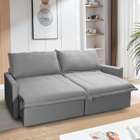 Sofá Cama Baú Ravello sem Caixa 2,26m Linho 3 Lugares