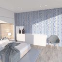 Ver imagem 2 de Papel de Parede Textura Arabesco Azul Gh Papel de Parede 2,5m