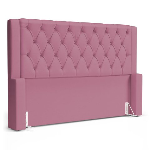 Cabeceira Atena para Cama Box Queen Size 160cm Capitonê com Frame Suede Rosa - Abmaza