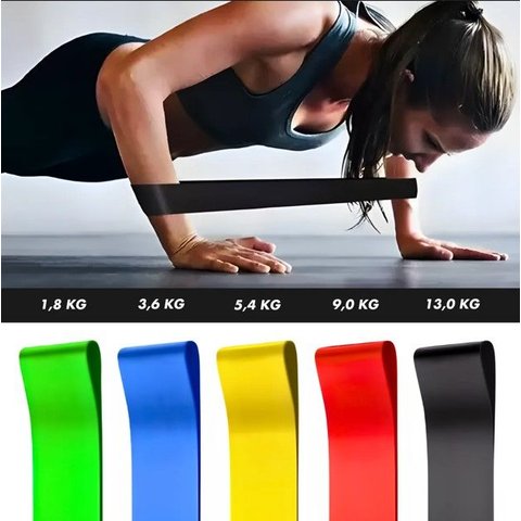 Kit Treino Funcional 5 Elásticos de Resistência