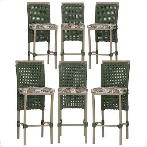 6 Banqueta em Alumínio Roma Fendi Corda Náutica Tecido 6