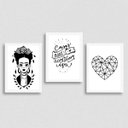 Ver imagem 1 de Kit 3 Quadros Coisas Boas Acontecem Aqui 24x18cm:Madeira branca