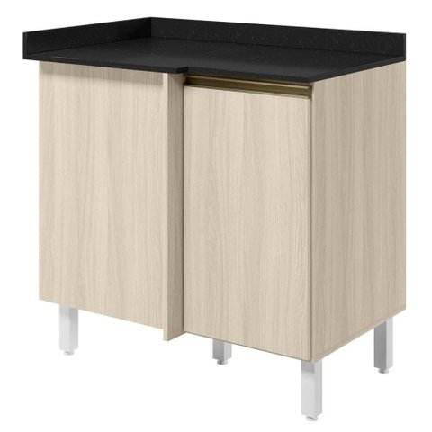 Balcão Canto Reto com Tampo 1 Porta MDF 89 cm Kali 1222722 Bianco Toq Nicioli