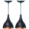 Kit 2 Luminárias Pendente Gota Preta Fosca e Cobre - 1