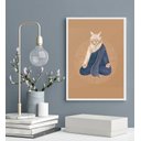Ver imagem 2 de Quadro Decorativo Gato Praticando Yoga 33x24cm:madeira Branca