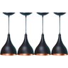 Kit 4 Lustres Pendente Gota em Alumínio Preta Fosca e Cobre - 1