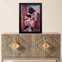 Ver imagem 1 de Quadro Divertido Banheiro Rosa - Cachorrinho 45x34cm - com Vidro:moldura Preta