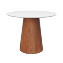 Ver imagem 3 de Mesa de Jantar Base Cone Ø90 Laminado Cinamomo Amêndoa - Tampo Ø90 Laqueado Branco