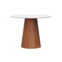 Ver imagem 1 de Mesa de Jantar Base Cone Ø90 Laminado Cinamomo Amêndoa - Tampo Ø90 Laqueado Branco