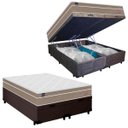 Ver imagem 1 de Cama Box Baú Casal Bipartido Suede + Colchão Lis Molas Ensacadas Plumatex 138cm – Suporta até 120 Kg