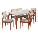 Ver imagem 1 de Conjunto Sala De Jantar Mesa Ester 160x90 Madeira Maciça 06 Cadeiras Ana Jequitibá Móveis Ester/Ana