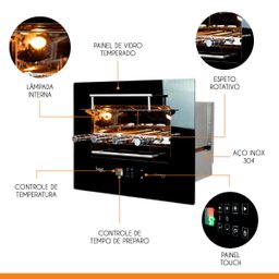 Churrasqueira Elétrica para Apartamento com Painel Touch Espeto Rotativo Glass Smart 127v - Bs - 4