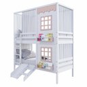 Ver imagem 2 de Beliche Casinha Reta 2 Janelas Escorregador Cortina Rosa